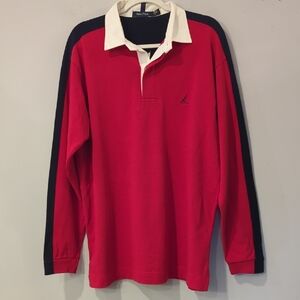 Nautica Rugby‎ Polo Long Sleeve size Medium Red Navy